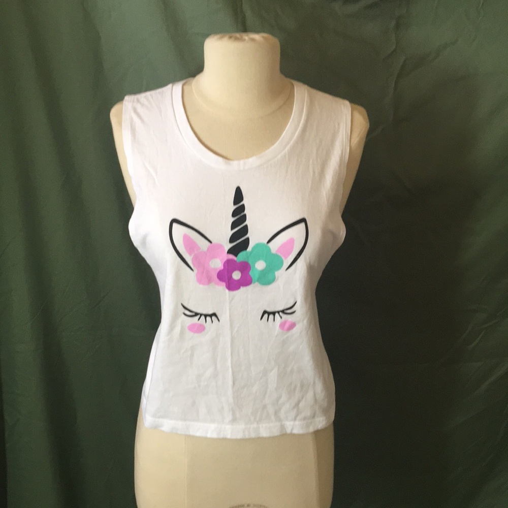 Women’s Cotton Muscle Crop Unicorn Tee
